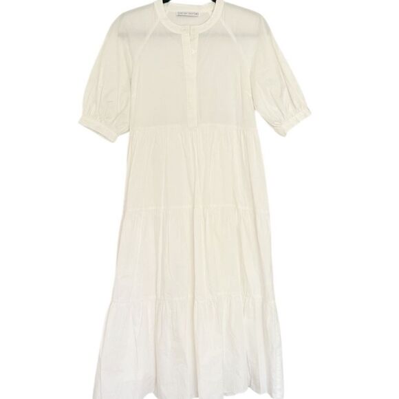 English Factory Anthropologie White Puff Sleeve Tiered Midi Dress Small AK105D - Picture 4 of 13